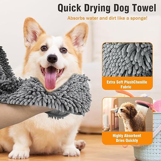 Microfiber Dog Towels for Drying Dogs, Super Absorbent, Soft and Quick Drying Pet Grooming Towel, Machine Washable