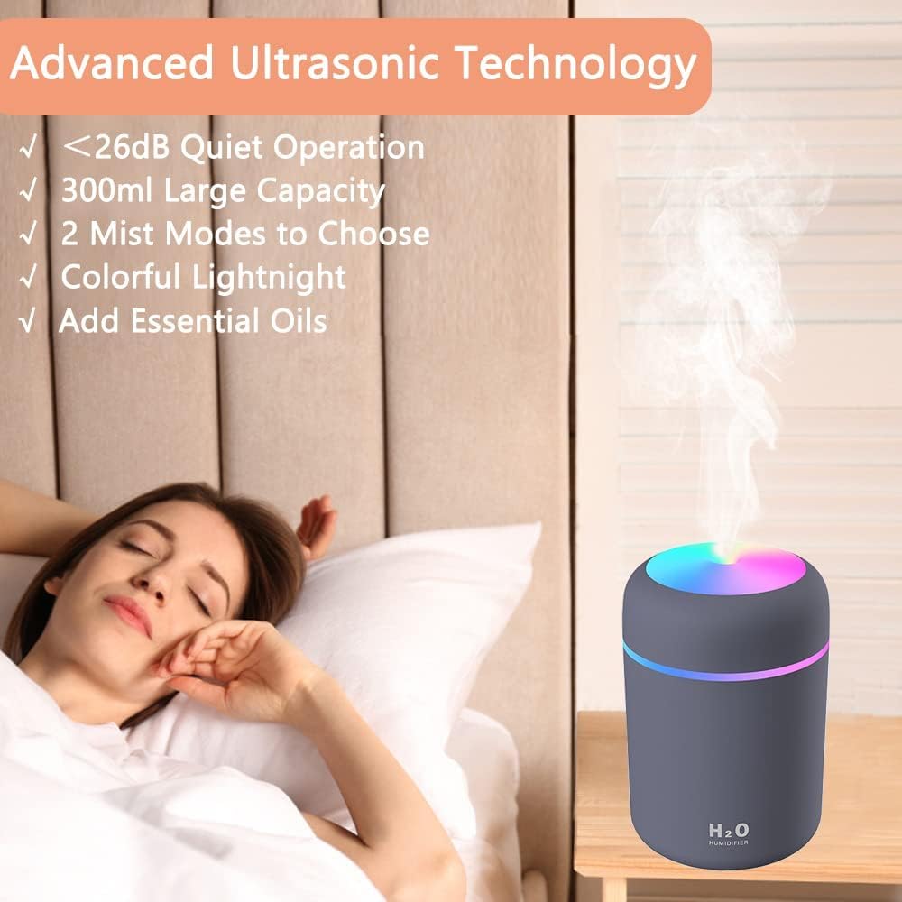 PURE AROMA® 300ml Essential Oil Diffuser & Aroma Diffuser | H2O Ultrasonic Cool Mist Humidifier with LED Night Light