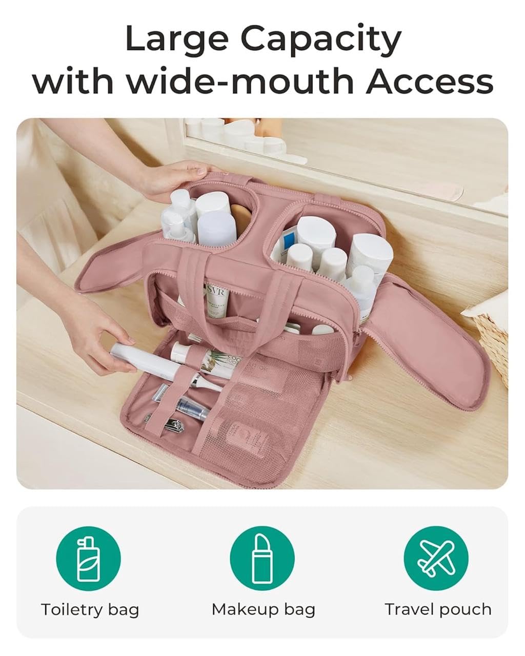 4-in-1 Travel Toiletry & Makeup Bag | Waterproof Puffy Cosmetic Organizer | Lightweight Large Cloud Carry Bag for Women