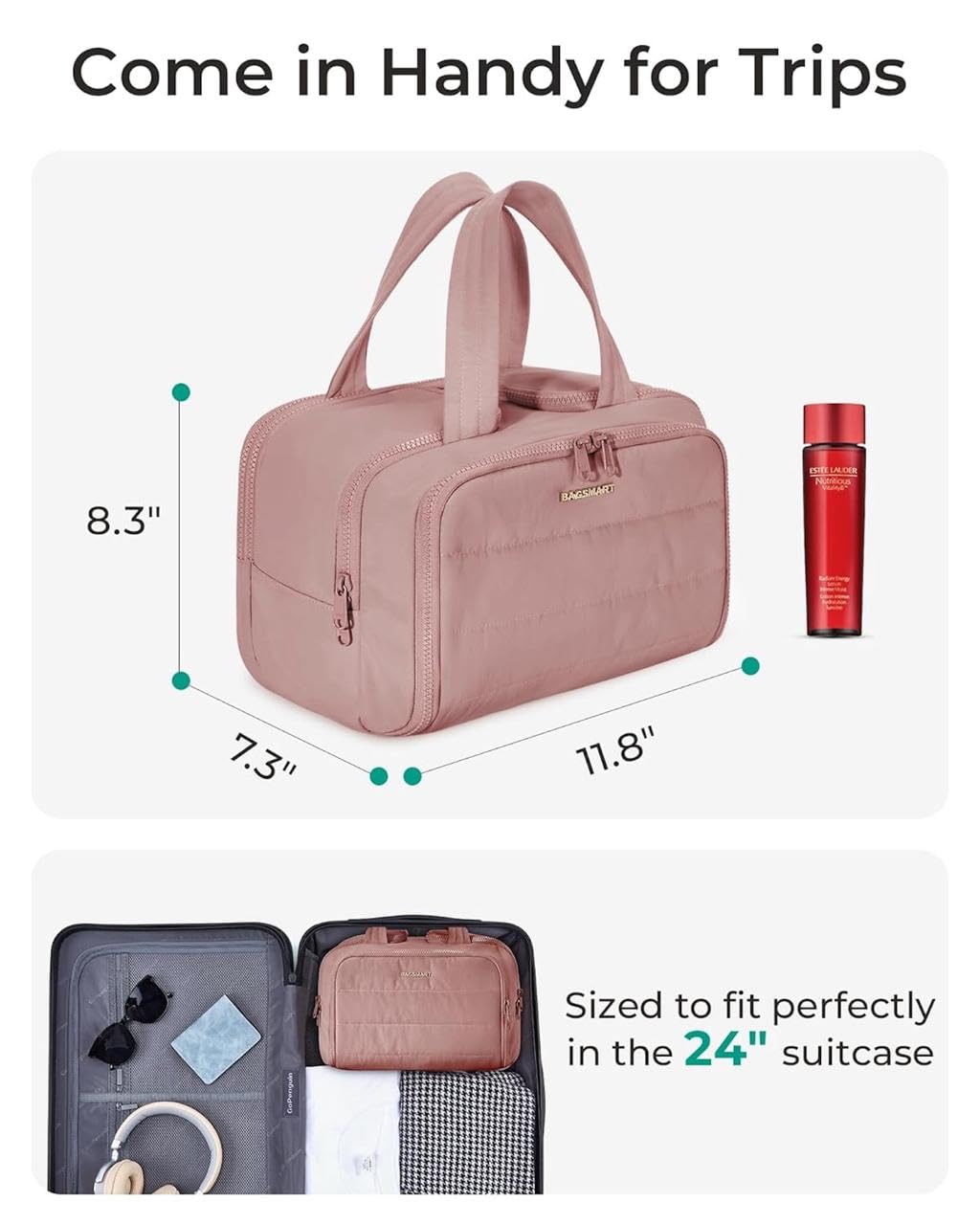 4-in-1 Travel Toiletry & Makeup Bag | Waterproof Puffy Cosmetic Organizer | Lightweight Large Cloud Carry Bag for Women