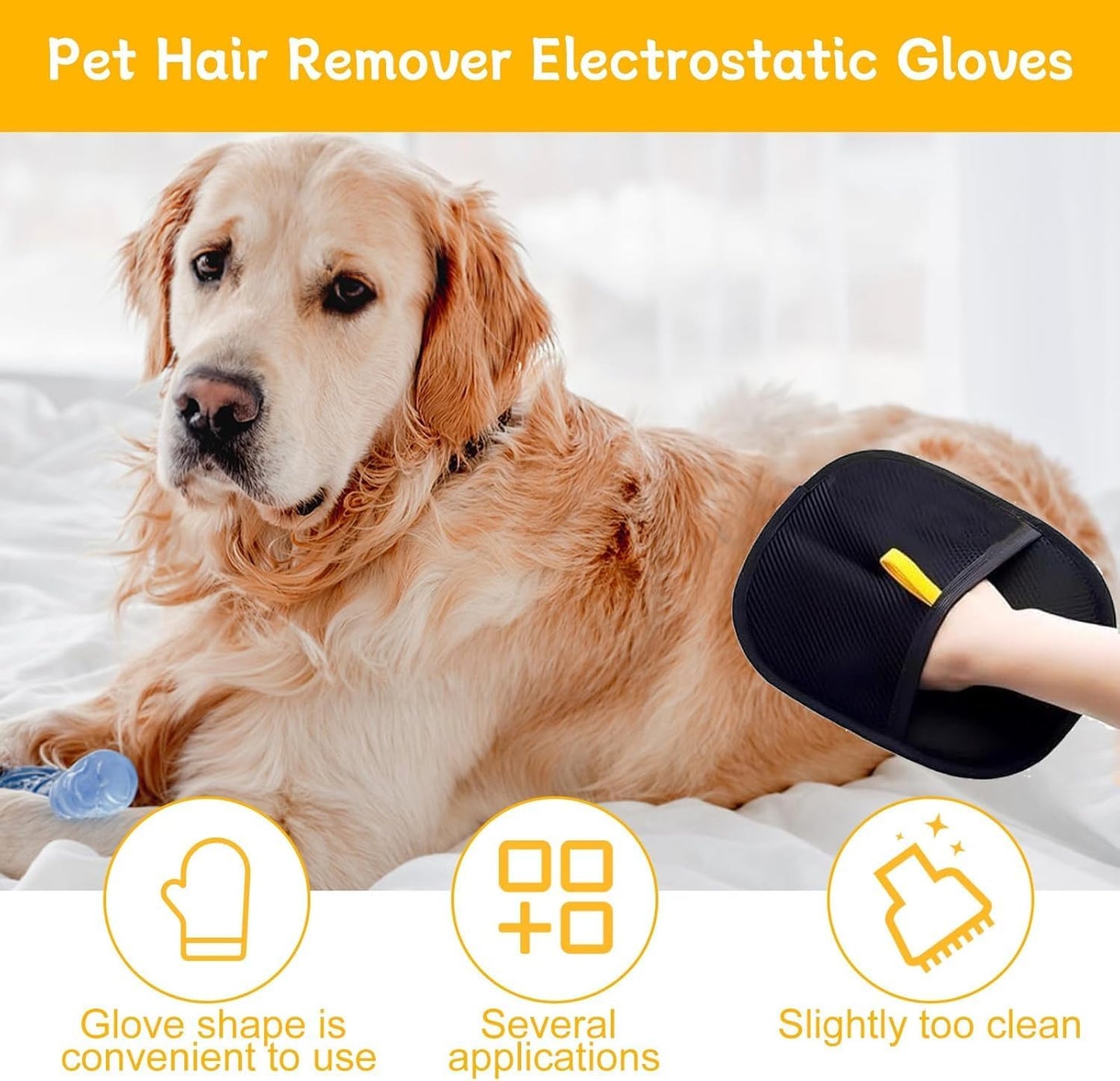 Electrostatic Pet Hair Removal Gloves – Reusable Cat & Dog Fur Remover for Furniture & Carpets