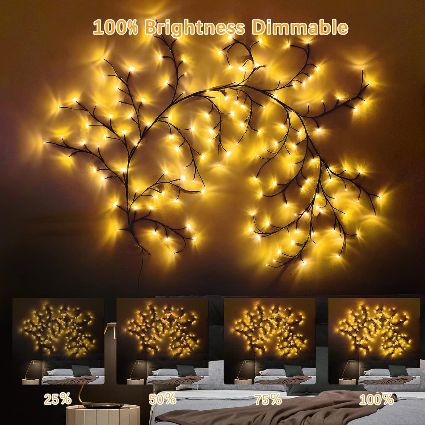 Tree Branch Decorative Wall Light, Willow Vine LED Fairy Lights, Flexible Enchanted Lights, Rapid LED Branches