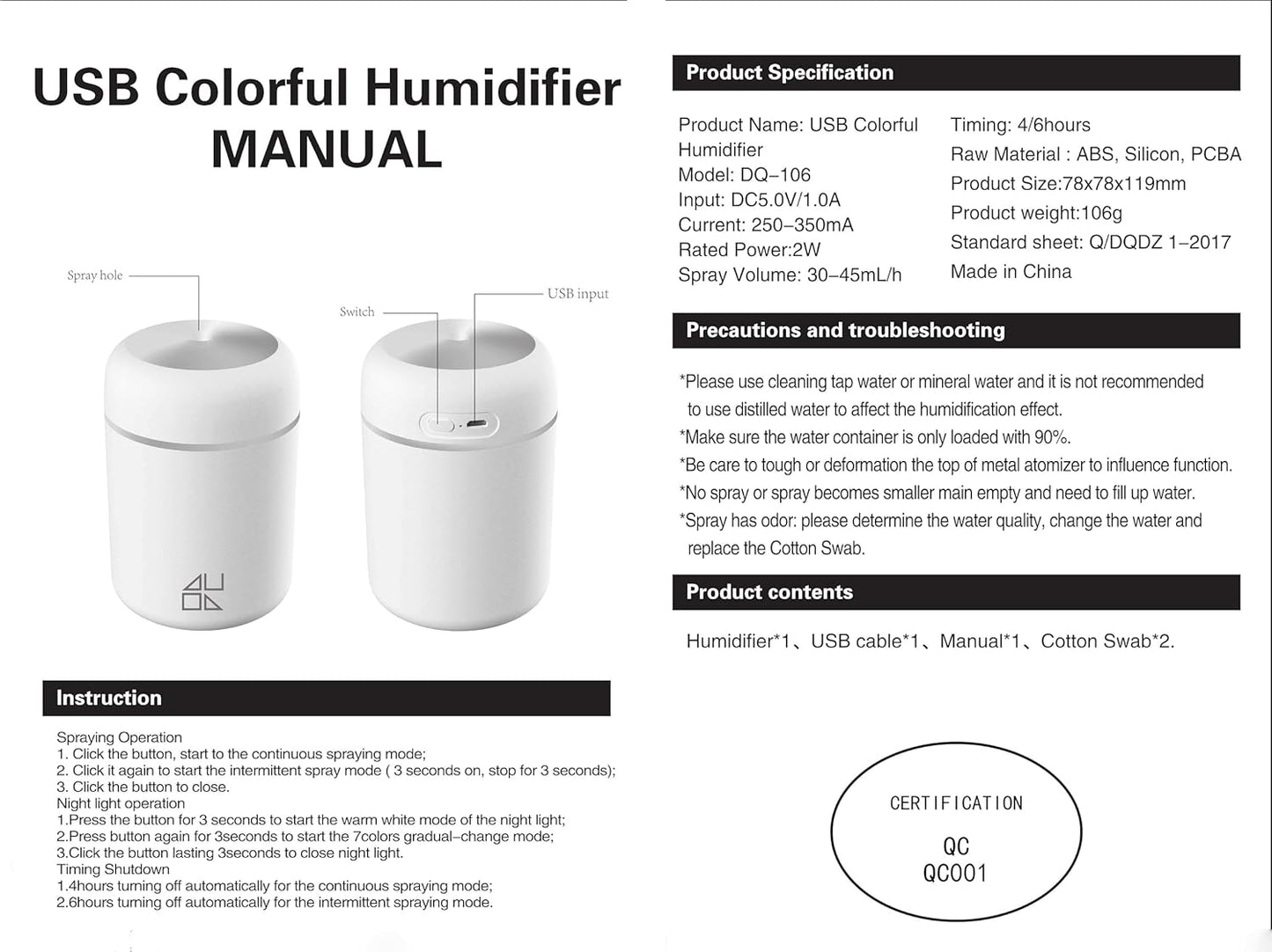 PURE AROMA® 300ml Essential Oil Diffuser & Aroma Diffuser | H2O Ultrasonic Cool Mist Humidifier with LED Night Light