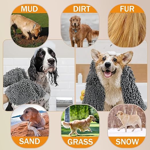 Microfiber Dog Towels for Drying Dogs, Super Absorbent, Soft and Quick Drying Pet Grooming Towel, Machine Washable